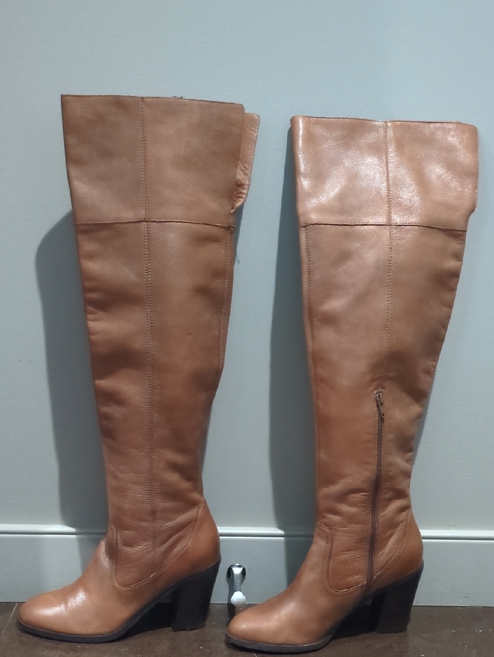 Corso Como Over-the-Knee Genuine Leather Boots Tan Brown 8.5 Block Heel